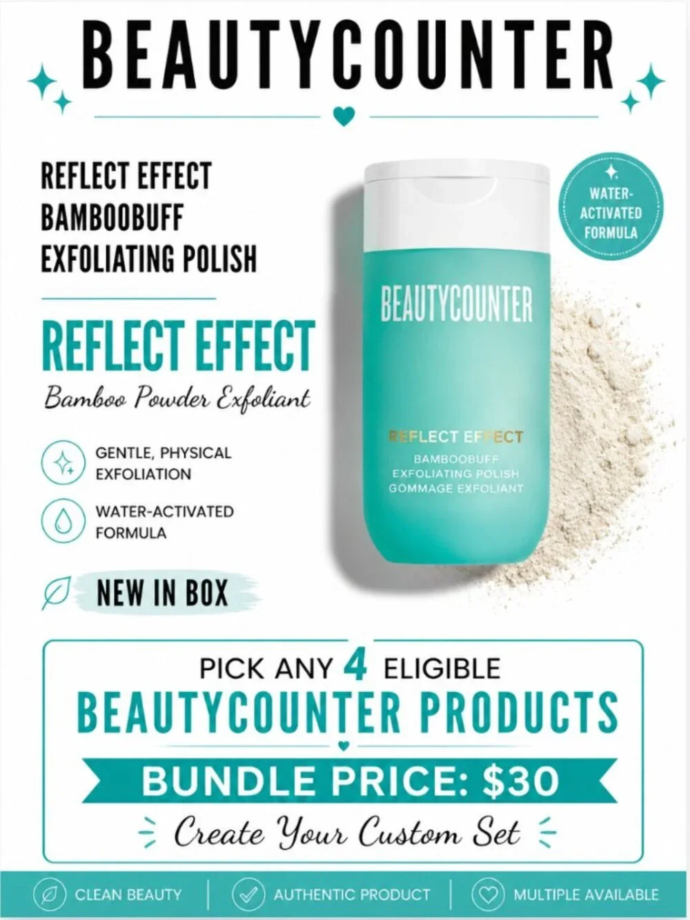 BEAUTYCOUNTER Reflect Effect BambooBuff Exfoliating Polish NIB Bundle 4/$30
